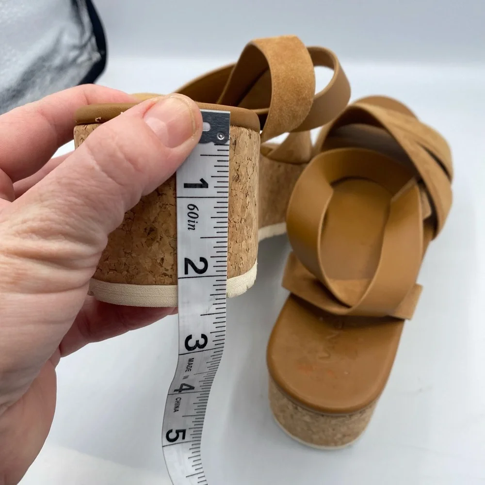 Vince Tan Jet Suede Leather‎ Chunky Platform Cork Woman’s Sandals Size 10